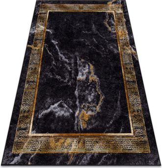 RugsX Rugsx - Alfombra Lavable Miro 51278.809 M&aacute;rmol, Griego Antideslizante - Negro / Oro Black 160x220 Cm