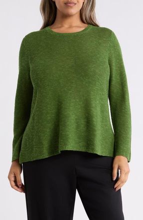 Eileen Fisher Organic Linen & Organic Cotton Crewneck Sweater in Field at Nordstrom, Size 3 X