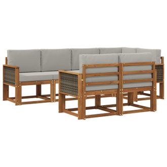 vidaXL Conjunto De Sof&aacute;s De Exterior 7 Pcs Natural Y Gris Claro Vidaxl