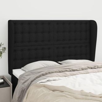 vidaXL Cabecero Con Orejas De Tela Negro 147x23x118/128 Cm Vidaxl