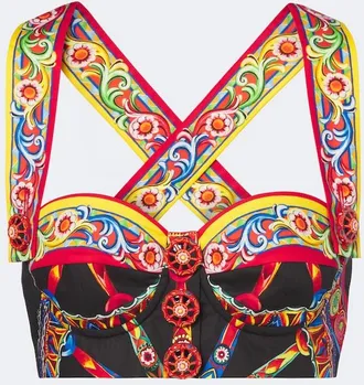 Dolce & Gabbana Carretto cotton poplin crop top