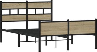 vidaXL Bed Frame without Mattress Sonoma Oak 120x190 cm Small Double Engineered Wood Vidaxl