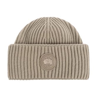 Canada Goose Wool Beanie Met Logopatch - Dames - Hoeden - Beige - ONE Size - Wol - Accessoires