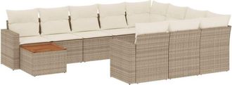 vidaXL Set De Sof&aacute;s De Jard&iacute;n 11pzas Con Cojines Rat&aacute;n Sint&eacute;tico Beige Vidaxl