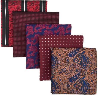 Shlax & Wing Shlax&Wing 5 Pieces Assorted Mens Pocket Square Handkerchiefs Set