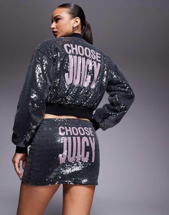 Juicy Couture Minigonna nera con paillettes-Nero