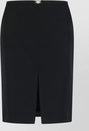 Versace virgin wool skirt front slit belt detail