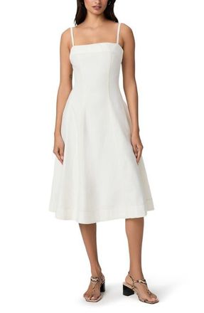 Paige Pippa Sleeveless Denim Midi Dress in Toasted Ecru at Nordstrom, Size 14