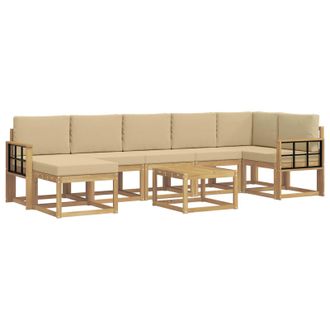 vidaXL Conjunto De Sof&aacute;s De Exterior Con Coj&iacute;n 8 Pcs Y Beige Poli&eacute;ster Vidaxl