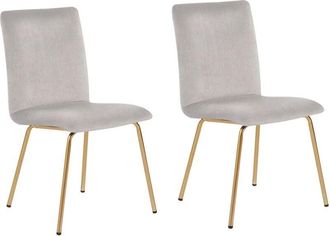 Beliani Modern Set of 2 Velvet Dining Chairs Armless Gold Metal Legs Grey Rubio