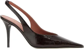 Amina Muaddi Shinycoffee Slingback Heel - Brown