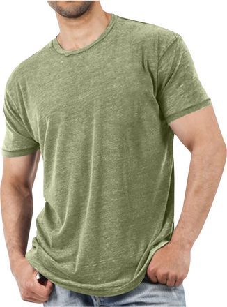 Generic Mens T-Shirts Clearance Fashion Casual Basic Round Neck Short Sleeve Pullover Blouse Workout Fitness Muscle Tops Athletic Gym Running Going Out Commut