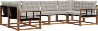 vidaXL Conjunto De Sof&aacute;s De Exterior 6 Uds. Natural Y Gris Claro Vidaxl