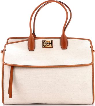 Ferragamo Studio Soft Satchel Canvas Large