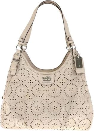 Coach Pre-owned Shoulder Bags, female, Beige, Size: ONE SIZE Pre-owned Punching Leather 2way Bag