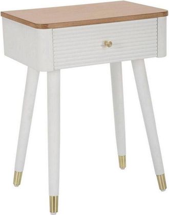 Dmora Dmora - Mesa De Caf&eacute; Fridal, Mesa De Centro Baja, Revistero Para Sof&aacute;, Estante De La Sala De Estar, 45x32 H62 Cm, Blanco Y Marr&oacute;n