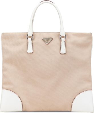 Prada Pre-owned Womens Cinghiale Trimmed Canvas Canapa Tote - Tan Textile - One Size