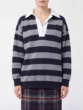 N&deg;21 Relaxed Fit Striped Long-Sleeved Cotton-Blend Polo
