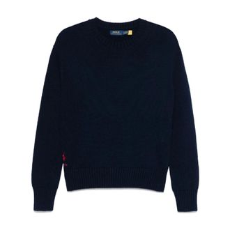 Polo Ralph Lauren Round-neck Knitwear, female, Blue, Size: XS Long Sleeve Pullover