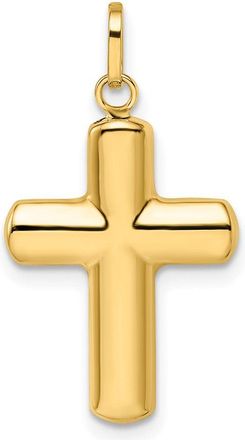 Diamond2Deal 14k Yellow Gold Polished Puffed Cross Pendant