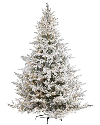 Nearly Natural 8ft Flocked Fraser Fir Artificial Christmas Tree
