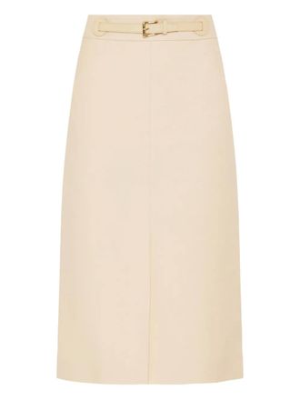 Valentino Garavani belted skirt - women - Wool/Silk - 42 - Neutrals