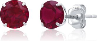 MAX + STONE 14k Yellow or White Gold 6mm Round Solitaire Gemstone Stud Earrings