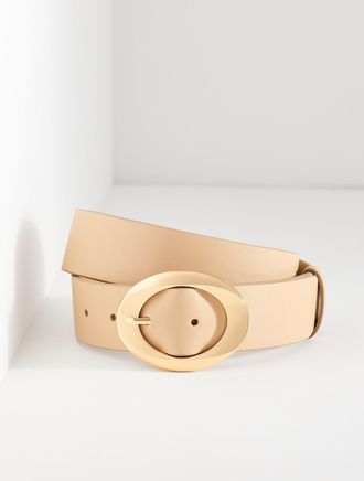 Talbots Nappa Sculpted Buckle Belt - Sesame - Medium Talbots