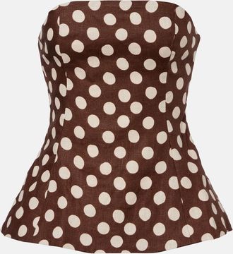 Faithfull The Brand Petro polka-dot strapless linen top