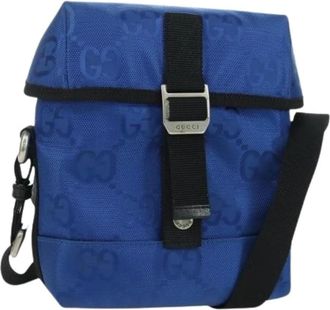 Gucci Pre-owned Cross Body Bags, female, Blue, Size: ONE SIZE Pre-owned Vintage GG Canvas Shoulder Bag