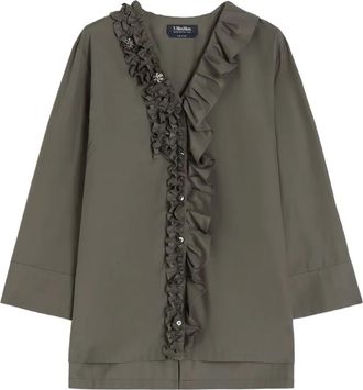 Max Mara ruffled v-neck blouse - Grey