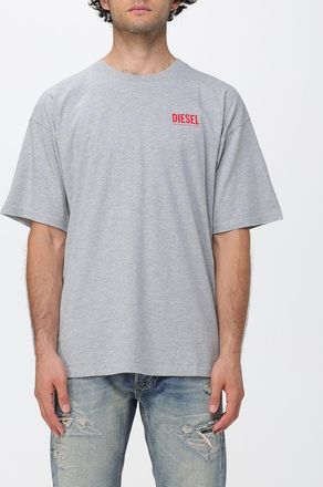 Diesel T-shirt in cotone con logo a contrasto e spalle scese