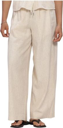 Object Objkadie MW Wide Pants 145 - Dames - Wijde Broeken - Beige - S - Linnen - Broeken