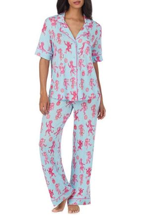 Room Service PJs Print Long Pajamas in Blue/Pink at Nordstrom, Size X-Small