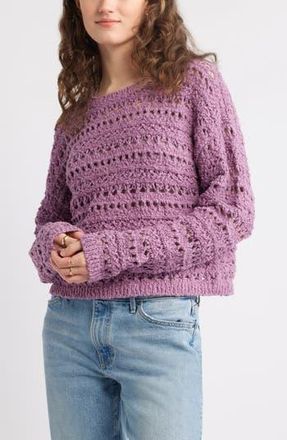 Treasure & Bond Open Stitch Cotton Sweater in Purple Valerian at Nordstrom Rack, Size Medium