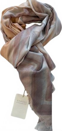 Kinross Cashmere Womens Wave Print Scarf In Cameo Multi