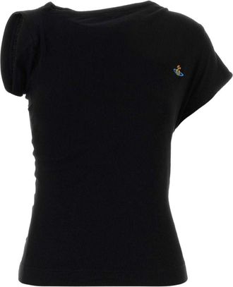 Vivienne Westwood Black Fitted Short-Sleeve Logo Top