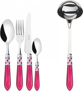 Bugatti Aladdin Ghiera Cromata, Posate Set 49 Pz, Scatola Weng&egrave;, Casa Bugatti - Colore: Lampone