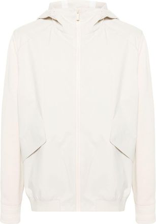 BOSS logo-patch hooded jacket - men - Polyester/Polyamide/Polyester - 52 - Neutrals