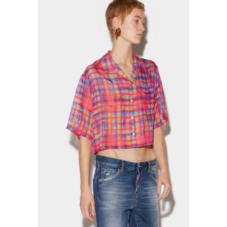 Dsquared2 Womens Multicolor Plaid Cropped Shirt, Size 6