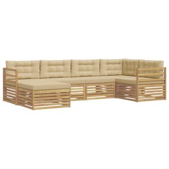 vidaXL Conjunto De Sof&aacute;s De Exterior Con Coj&iacute;n 6 Pcs Y Beige Poli&eacute;ster Vidaxl