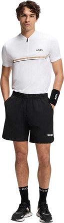 HUGO BOSS Heren Pl Toc Spin Logo-poloshirt met kwartritssluiting (Wit)