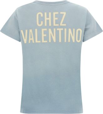 Valentino Garavani Womens Blue Cotton T-Shirt