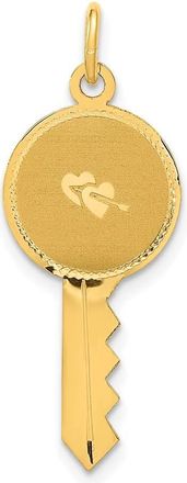 Diamond2Deal 14k Yellow Gold Polished and Satin Hearts Flat Key Charm Pendant
