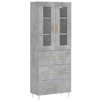 vidaXL Vidaxl - Aparador Alto Madera Contrachapada Gris Hormig&oacute;n 69,5x34x180 Cm