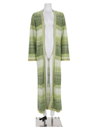 MC2 Saint Barth Green Zigzag Pattern Open-Front Cotton Cardigan Dress