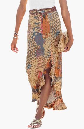 Lascana Womens Ruffled Maxi Skirt in Orange Multi at Nordstrom, Size 14
