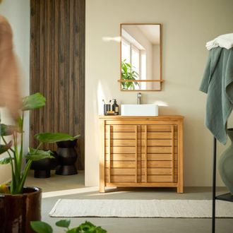 Tikamoon Mueble de lavabo de teca maciza 90 cm