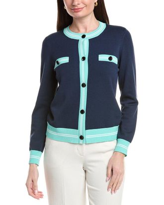 St. John Low Crewneck Cardigan