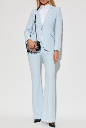 Alexander McQueen Creased Trousers, Womens, Light Blue